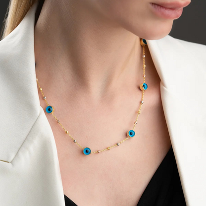 Nazar Perlenkette – 925er Silber – Blue Aura

