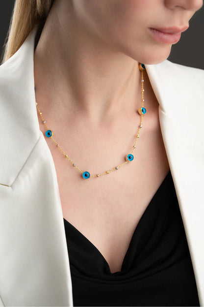 Nazar Perlenkette – 925er Silber – Blue Aura

