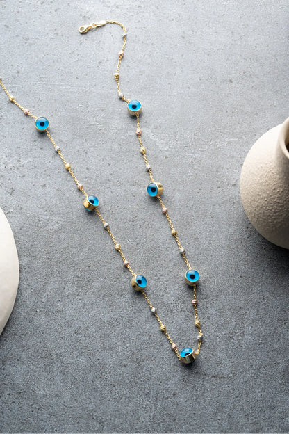 Nazar Perlenkette – 925er Silber – Blue Aura

