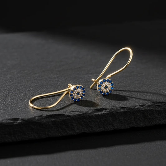 925 Ayar Gümüş Nazar Boncuk Detaylı Çocuk Küpesi