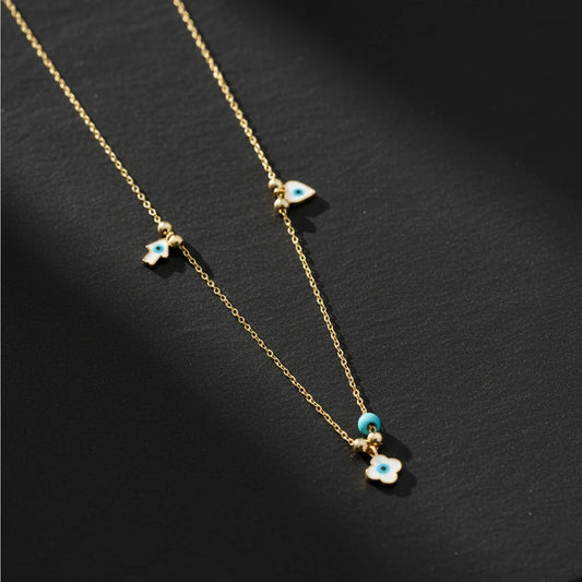 925 Ayar Gümüş Nazarlı Şans Kolye– Blue Aura