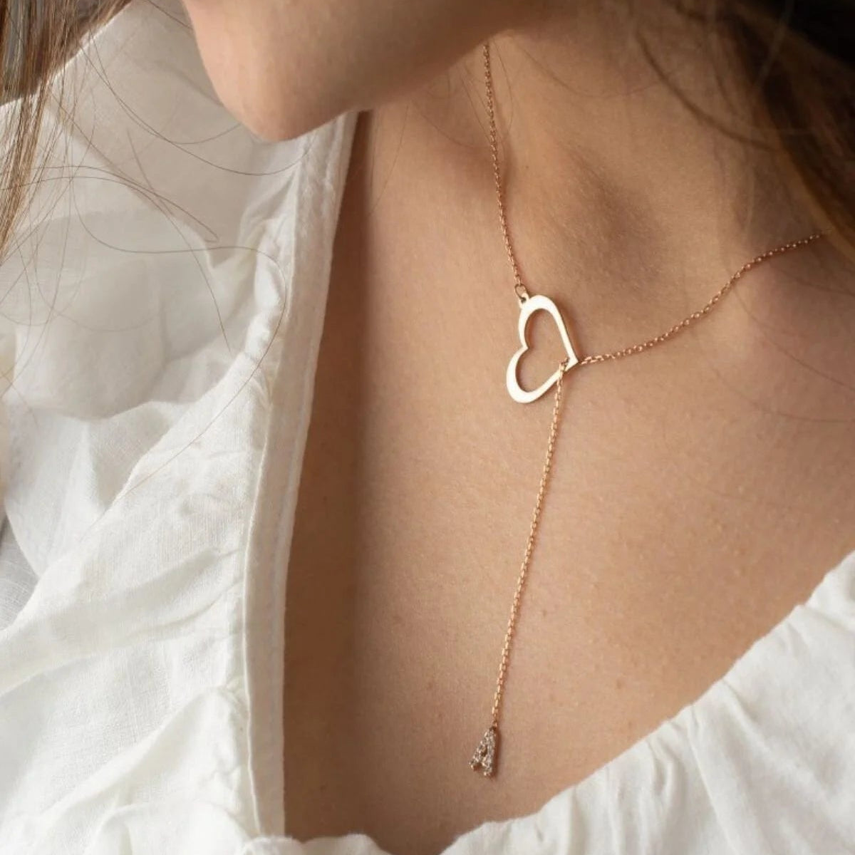 925 Ayar Gümüş Harfli Kalp Kolye