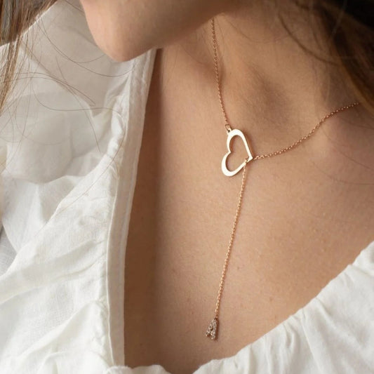 925 Ayar Gümüş Harfli Kalp Kolye