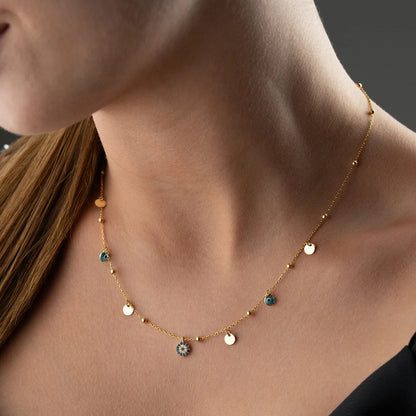 925 Ayar Gümüş Nazarlı Şans Kolye– Blue Aura