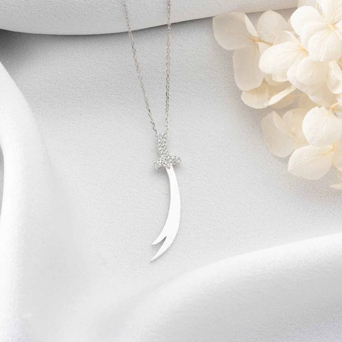 925 Ayar Gümüş Zülfikar Kılıcı Kolye -1