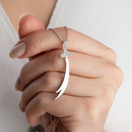 925 Ayar Gümüş Zülfikar Kılıcı Kolye -1