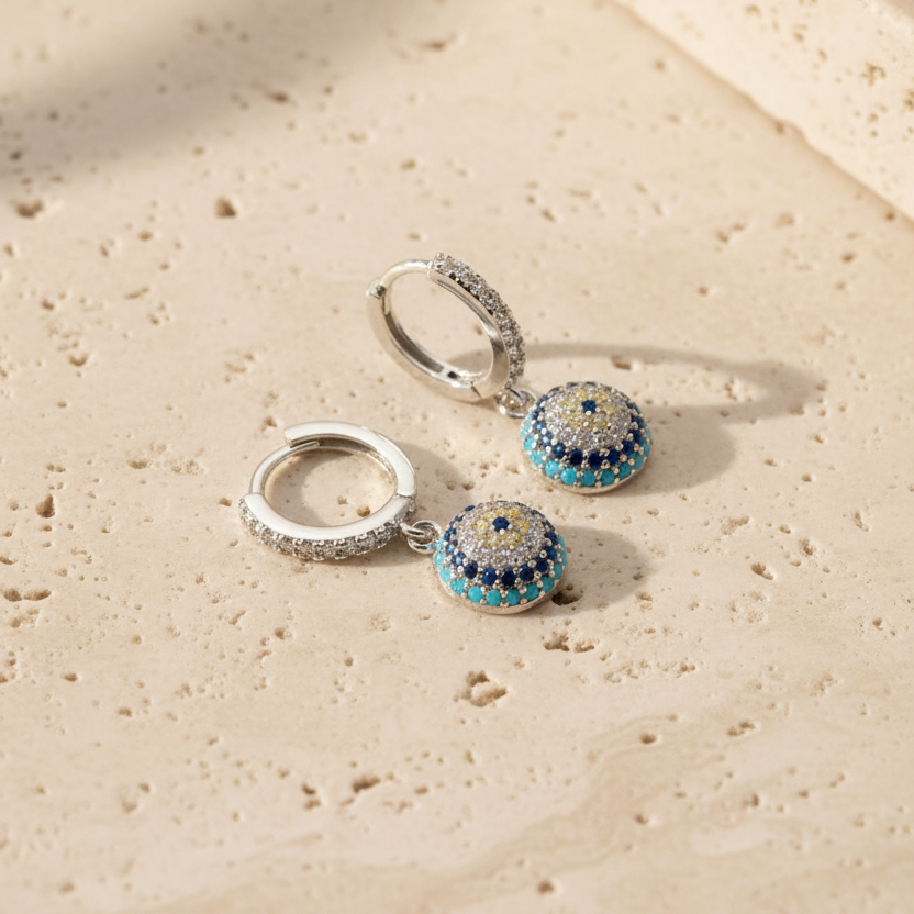 Nazar Drop Earrings Blue Aura