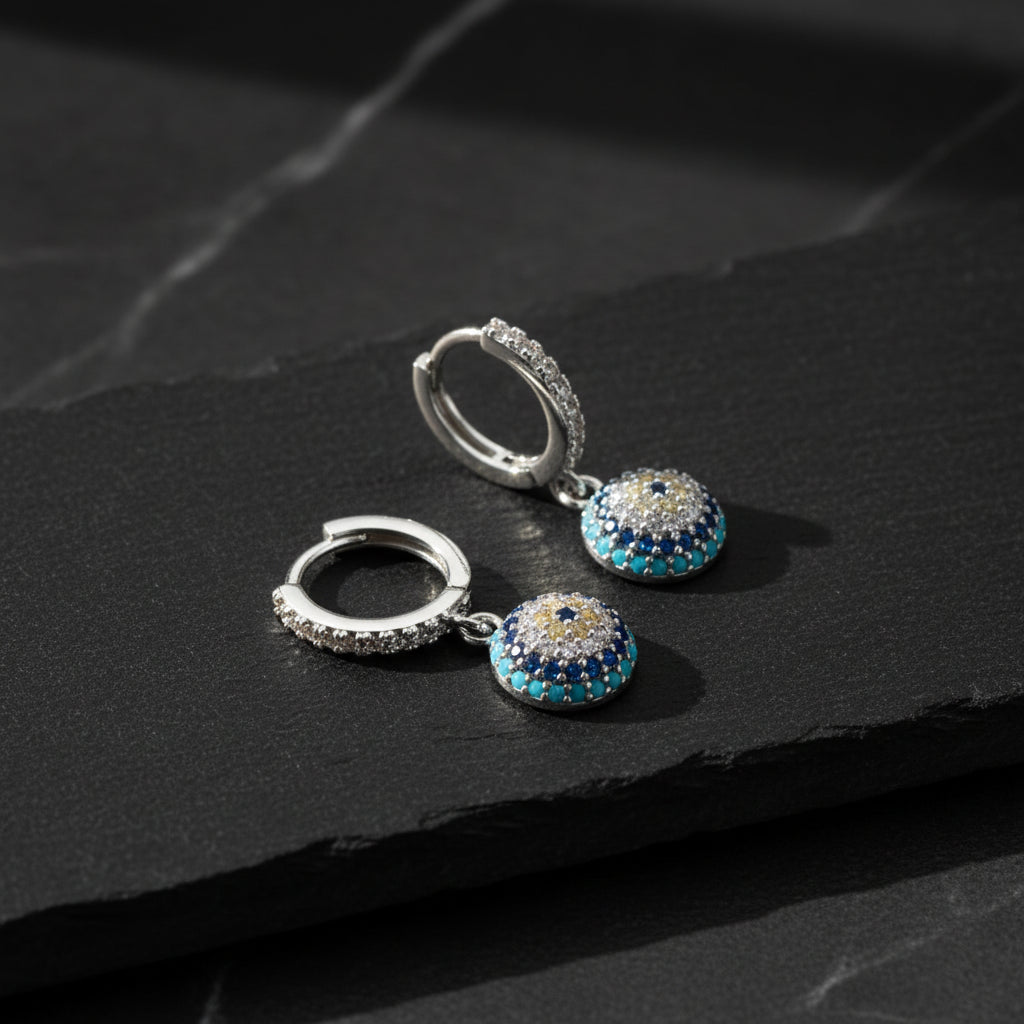 Nazar Drop Earrings Blue Aura