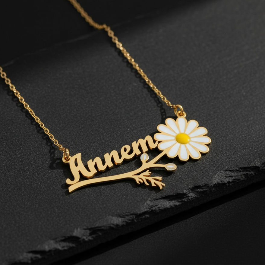 Muttertag Annem Schriftzug Gänseblümchen Halskette