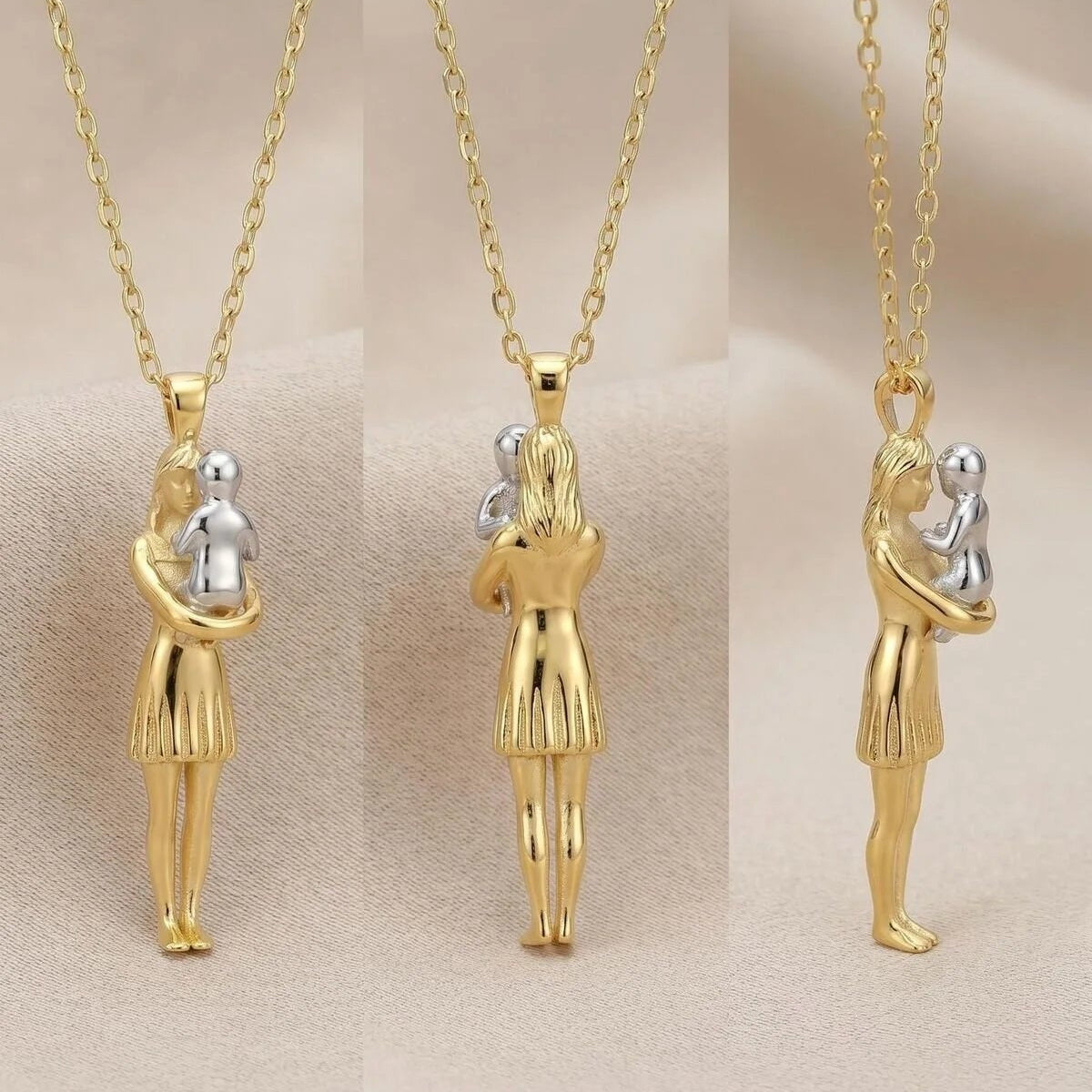 Mother Baby Women Necklace 925 Silver