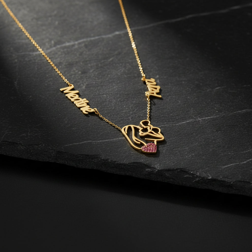 Mother’s Day Personalized Mother Baby Name Necklace