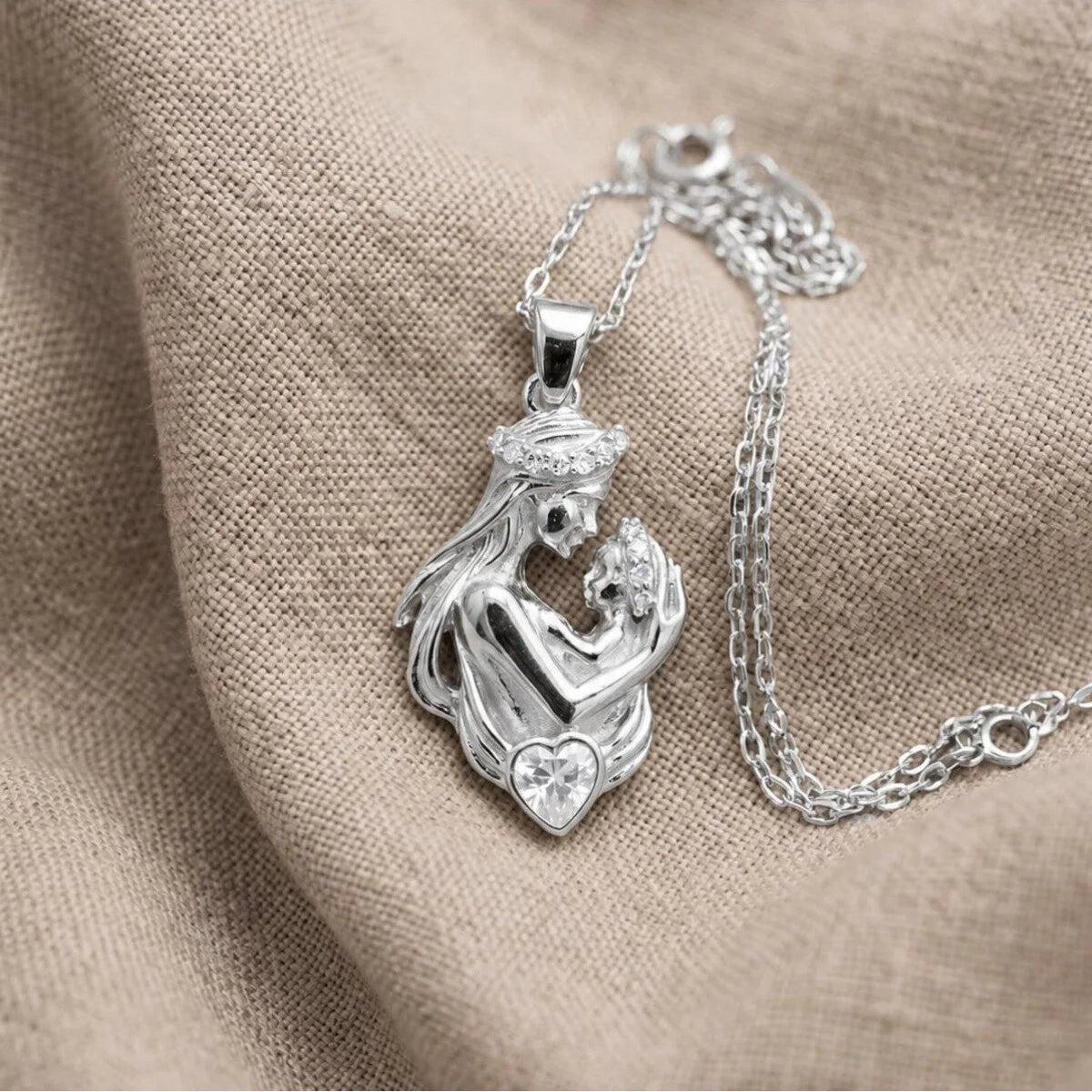 925 Silber Vergoldete Mutter Baby Halskette
