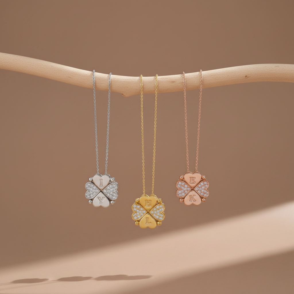 Collier Trèfle Personnalisé avec Initiales