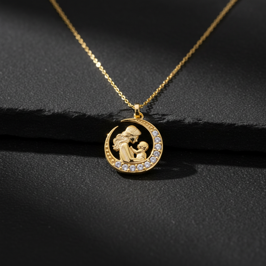 Crescent Mother Baby Necklace