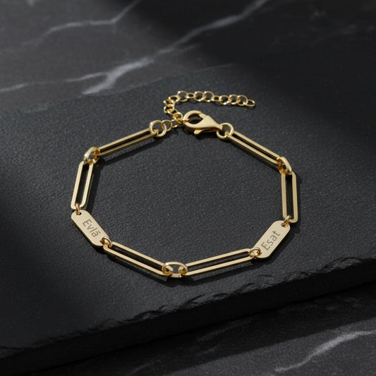 925 Silver Name Paperclip Chain Bracelet