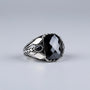 925 Sterling Silver Big Black Stone Men's Ring