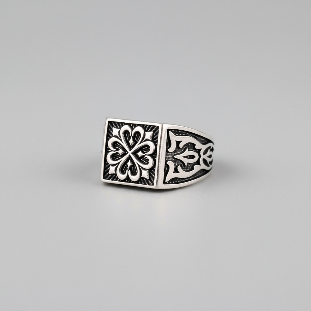 VARQ Selçuk Desenli Erkek Yüzük – 925 Ayar Gümüş