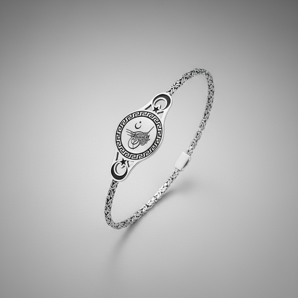 Osmanlı Tuğralı Hediye Seti – Kral Zincirli Bileklik & Çakmak