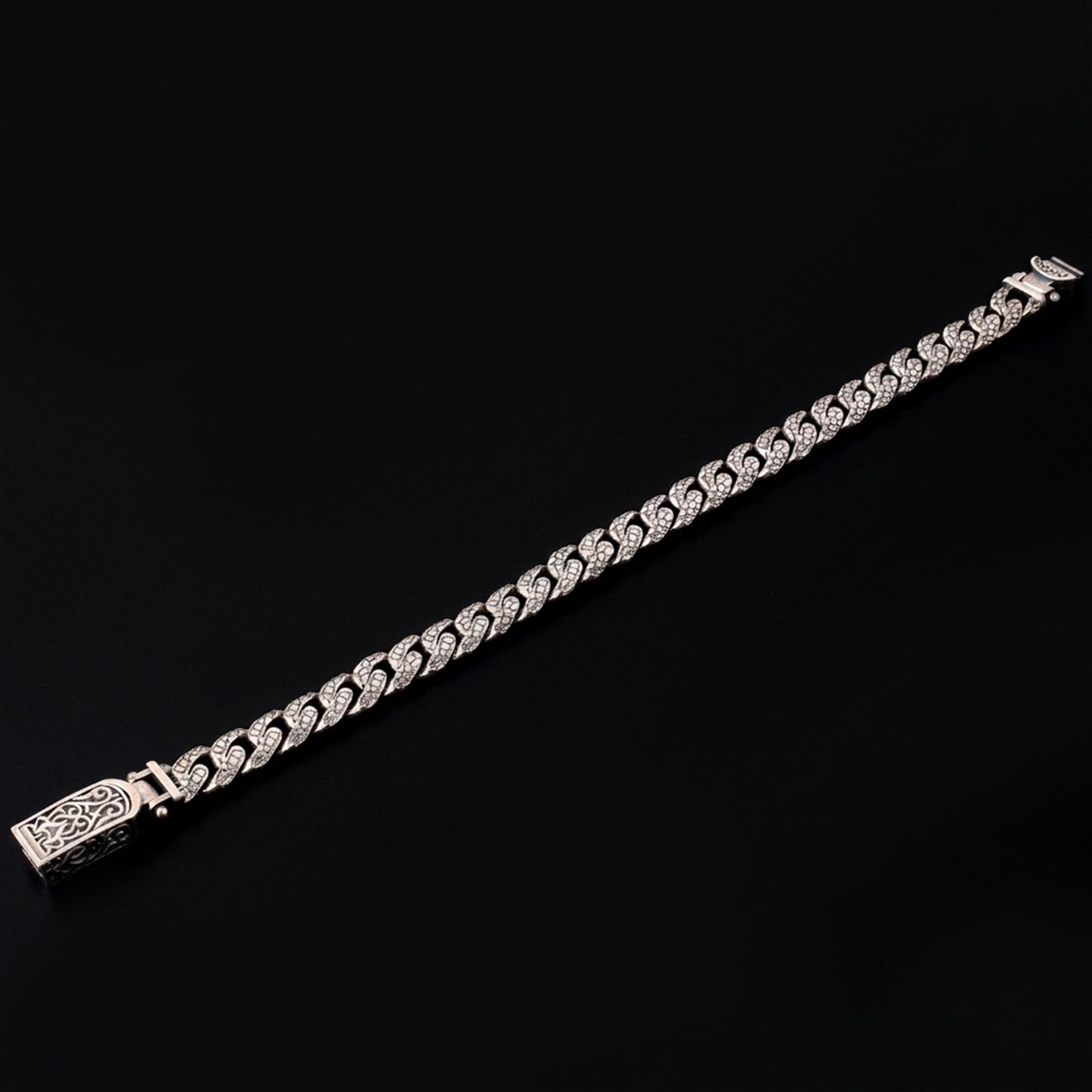 Stone Cuban Herrenarmband | 925 Silber