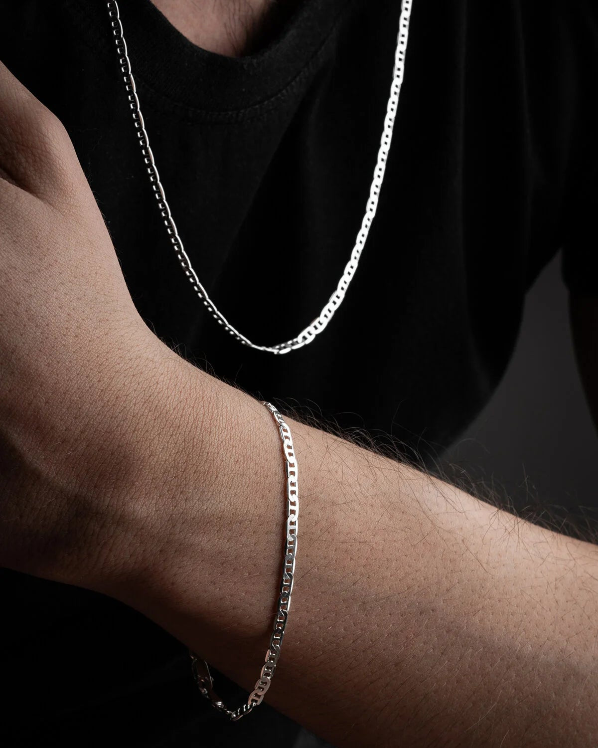 925 Sterling Silver Gourmet Chain Set (Necklace + Bracelet)