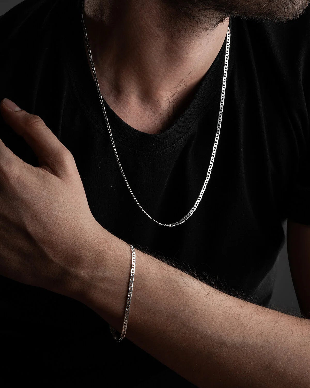 925 Sterling Silver Gourmet Chain Set (Necklace + Bracelet)