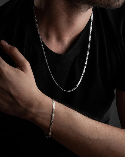 925 Sterling Silver Gourmet Chain Set (Necklace + Bracelet)