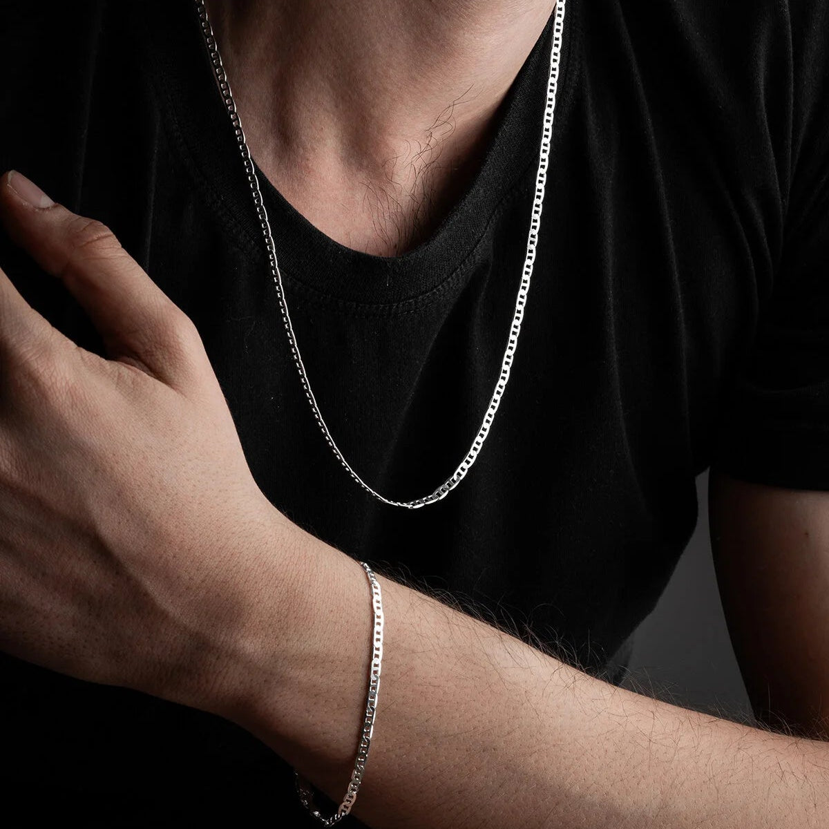 Curb Chain Necklace & Bracelet Set | 925 Sterling Silver