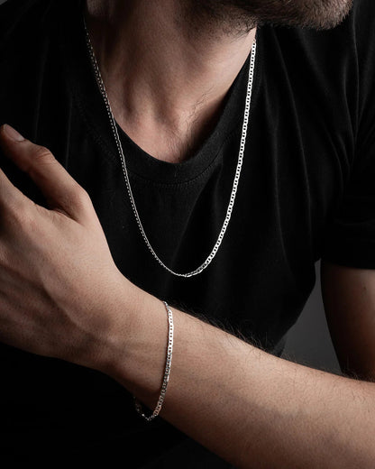 925 Sterling Silver Gourmet Chain Set (Necklace + Bracelet)