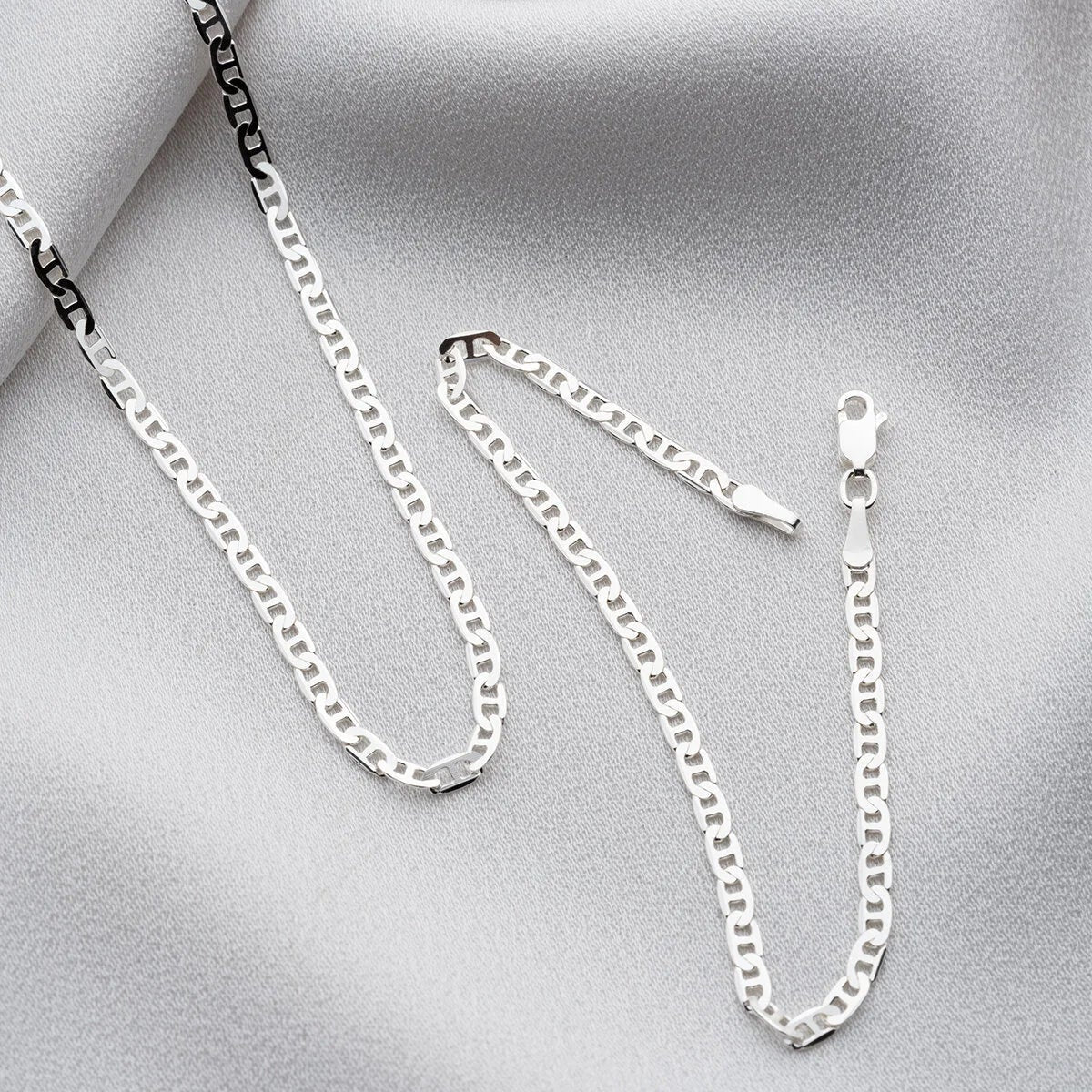 925 Sterling Silver Gourmet Chain Set (Necklace + Bracelet)