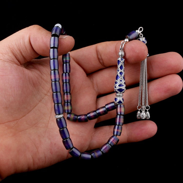 His Taşlı Kapsül Kesim Tesbih – 925 Ayar Gümüş