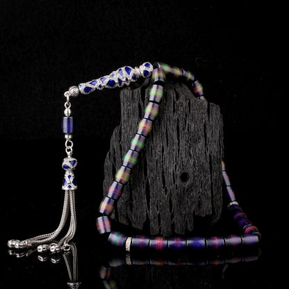 His Taşlı Kapsül Kesim Tesbih – 925 Ayar Gümüş