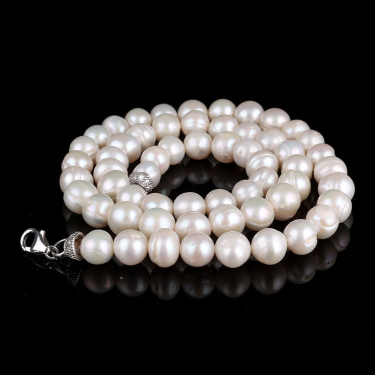 925 Ayar Gümüş Klipsli Orijinal Kültür İncisi Kolye – 50 cm