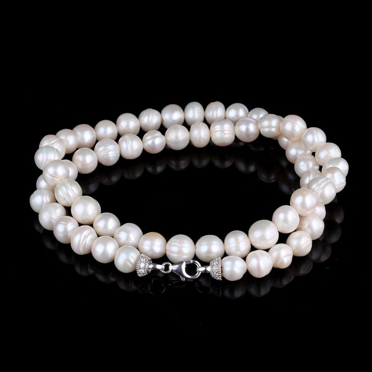 925 Ayar Gümüş Klipsli Orijinal Kültür İncisi Kolye – 50 cm