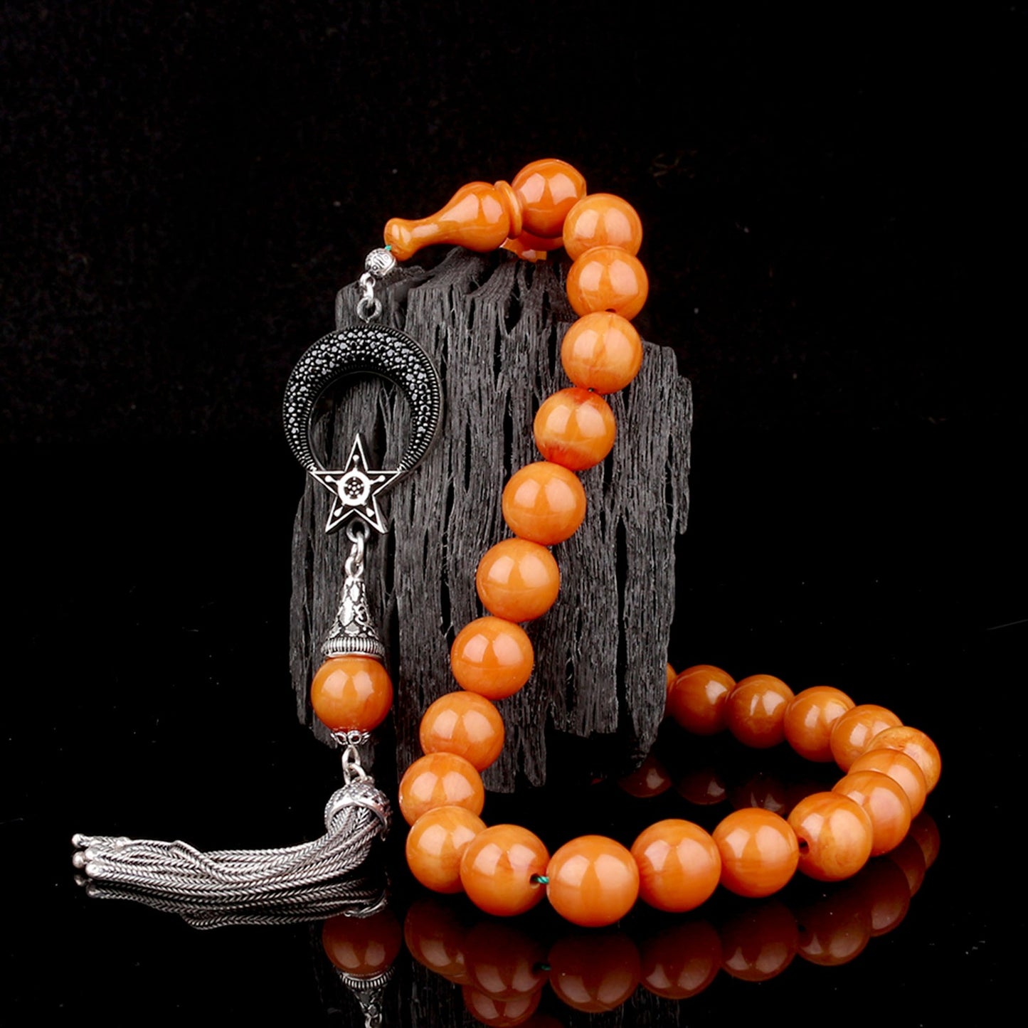 Ateş Kehribar Tesbih Ayyıldız