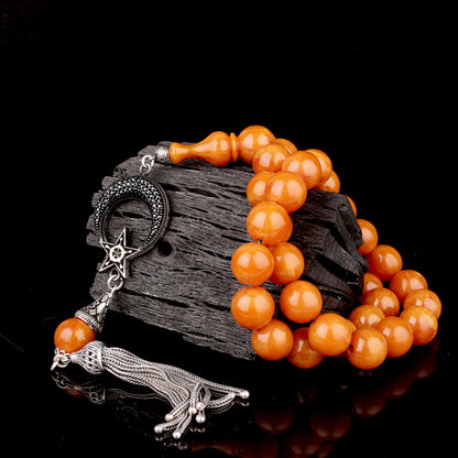 Ateş Kehribar Tesbih Ayyıldız