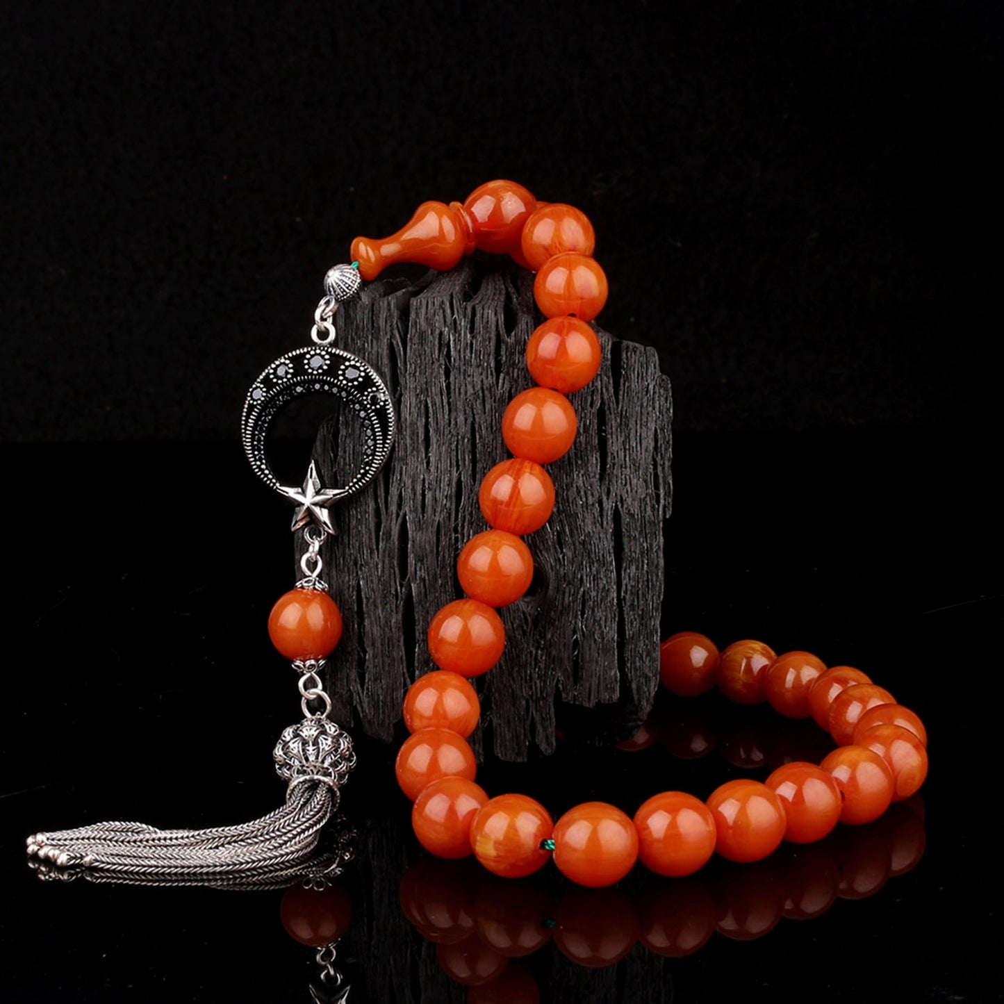 Ateş Kehribar Tesbih Ayyıldız