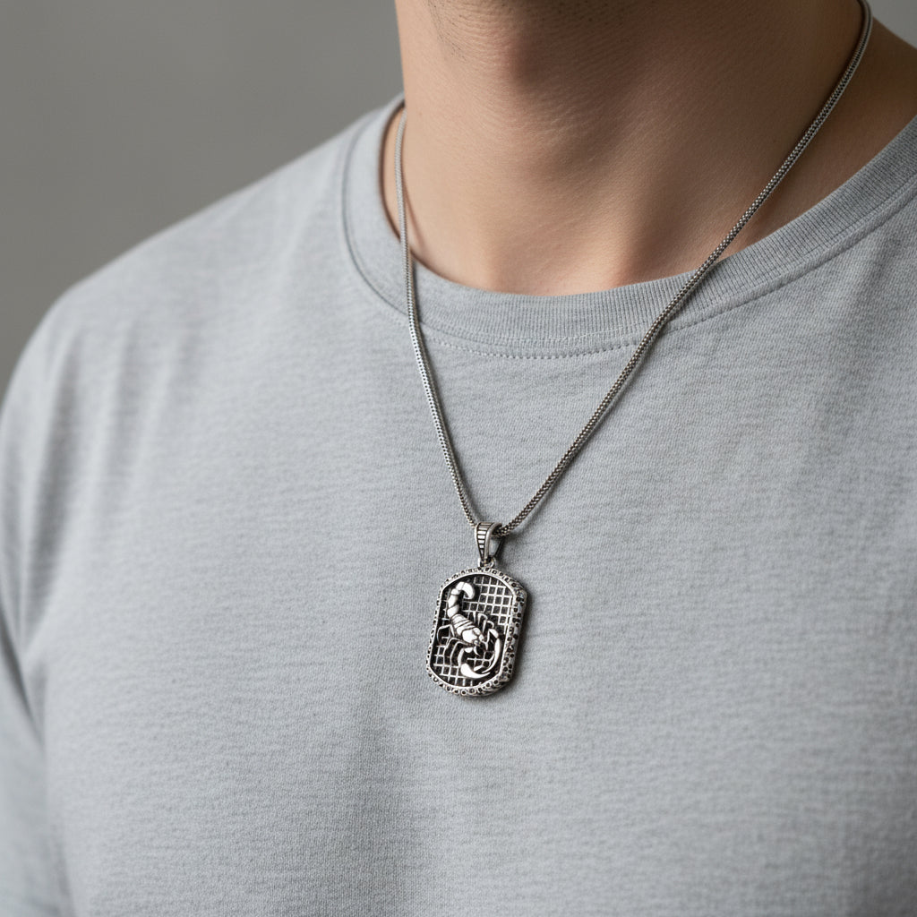 925 Ayar Gümüş Akrep Motifli Kolye