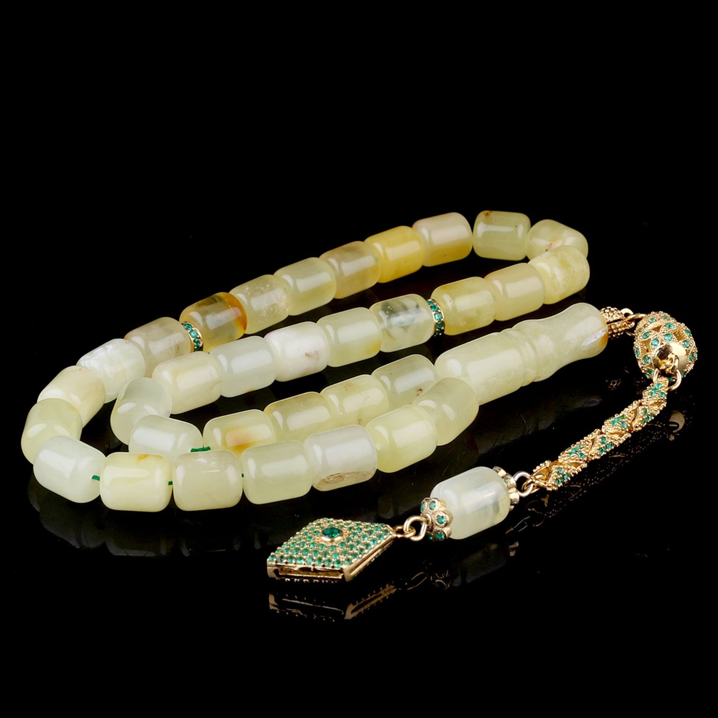 Mat Sarı Kapsül Kesim Damla Kehribar Tesbih