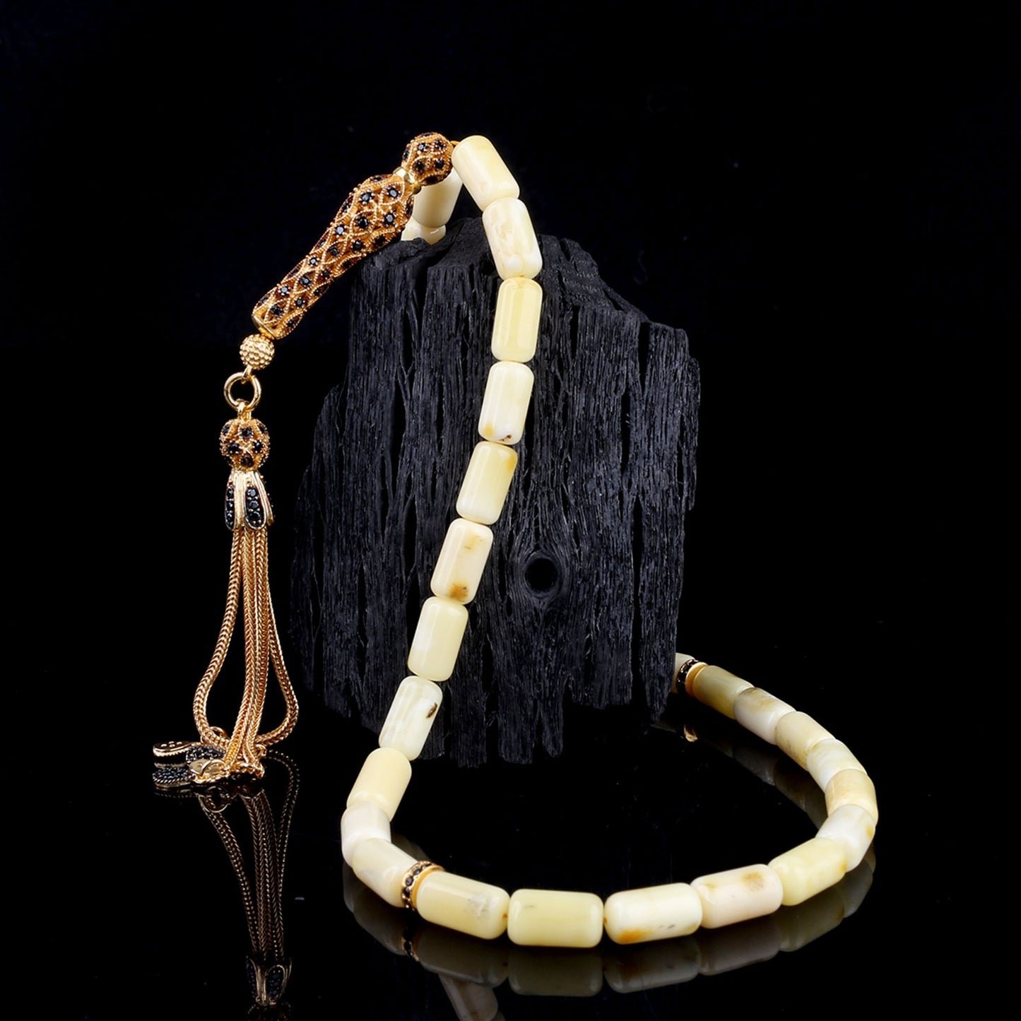 Sarı Kapsül Kesim Damla Kehribar Tesbih