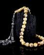 Round-Cut Yellow & Black Amber Tasbih | Kazaz Silver Tassel