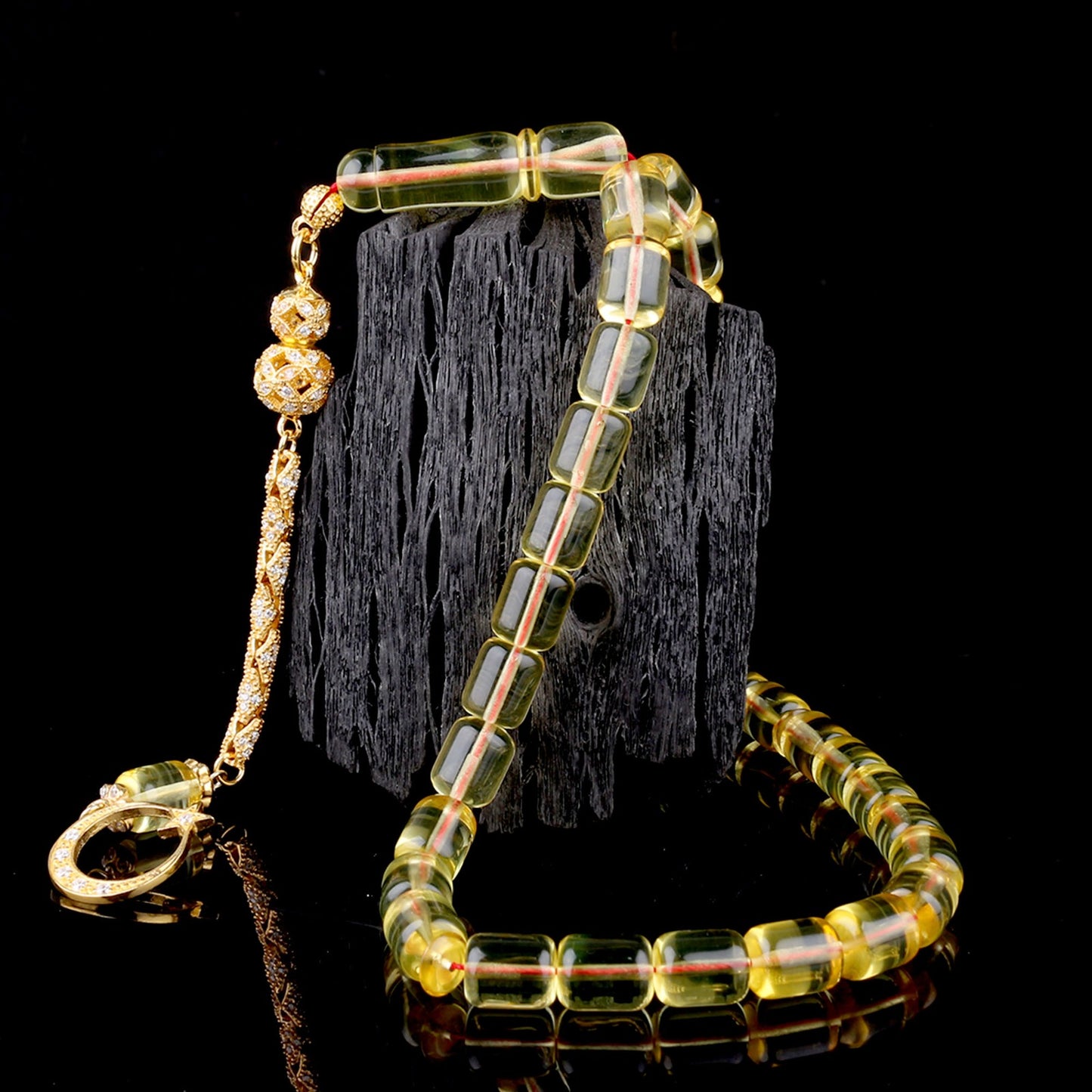 Şeffaf Damla Kehribar Tesbih Ayyıldız Model