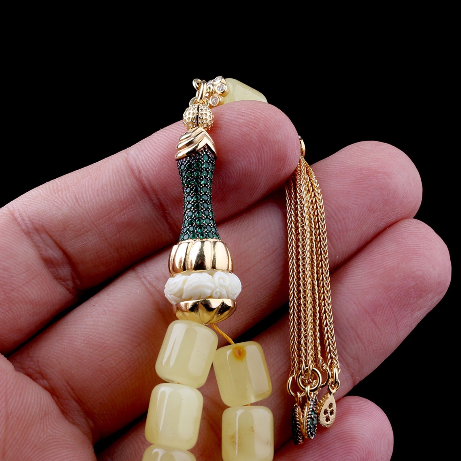 Meerkleurige Amber Tesbih | 925 Zilver