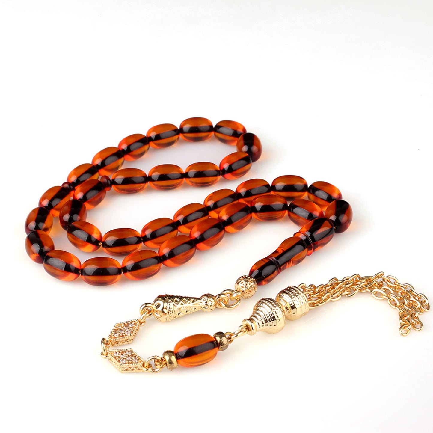 Kızıl Sıkma Kehribar Tesbih (Bafon Püsküllü)