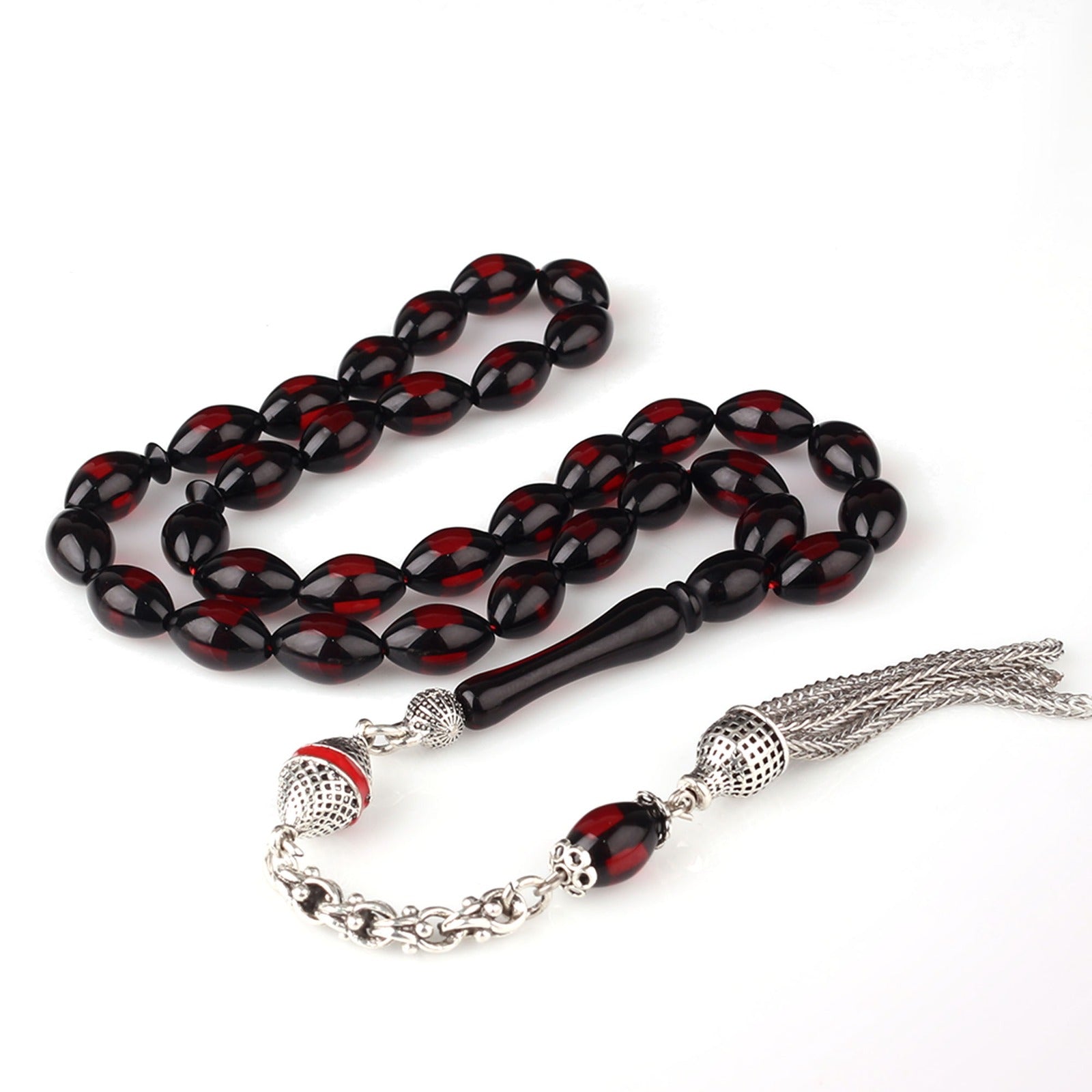 Sürmeli Model Ateş Kehribar Tesbih (Alpaga Mine Püsküllü)