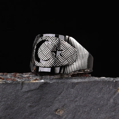 925 Ayar Gümüş Ayyıldız Zirkon Taşlı Erkek Yüzük