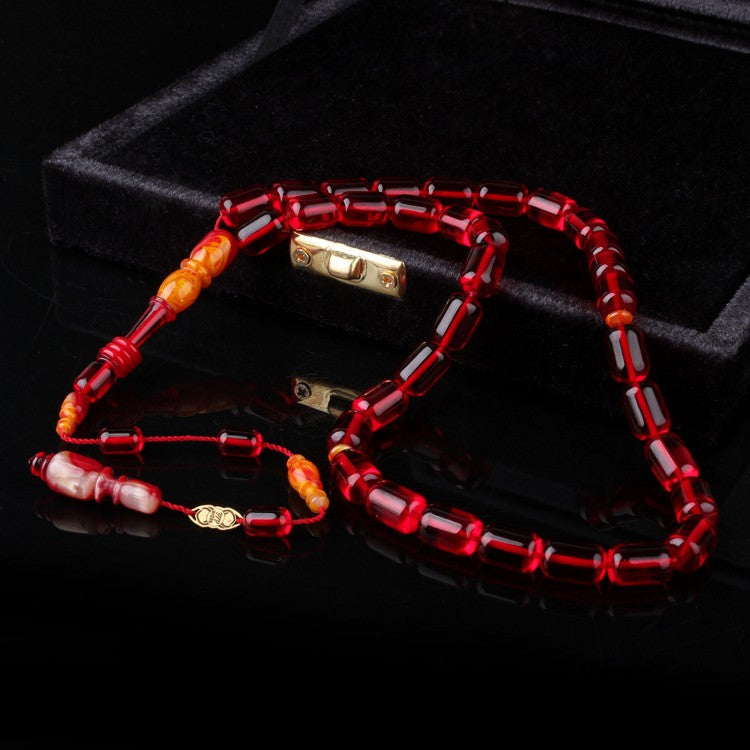 Usta İşçiliği İmzalı Sistemli Ateş Kehribar Tesbih