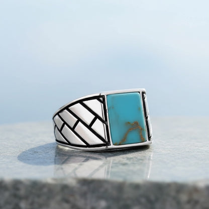 925 Sterling Silber Herrenring mit Türkisstein