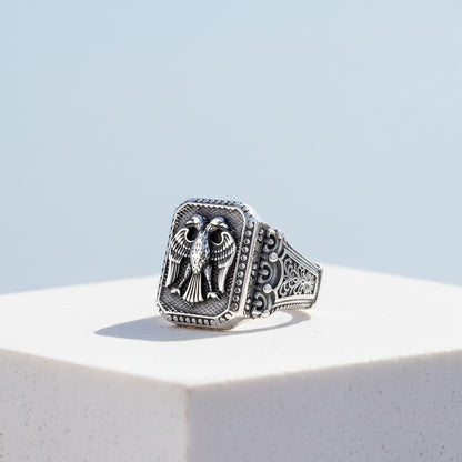 925 Sterling Silver Seljuk Eagle Men's Ring