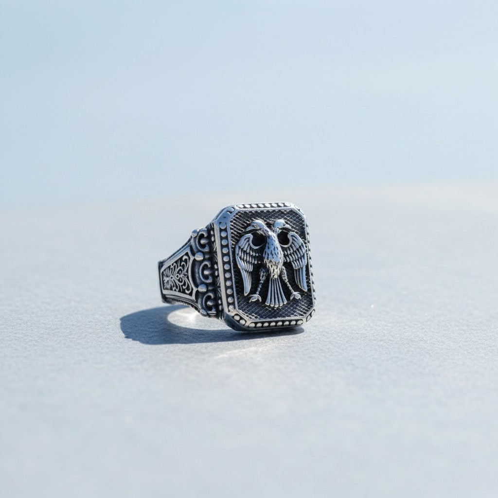 925 Sterling Silver Seljuk Eagle Men's Ring
