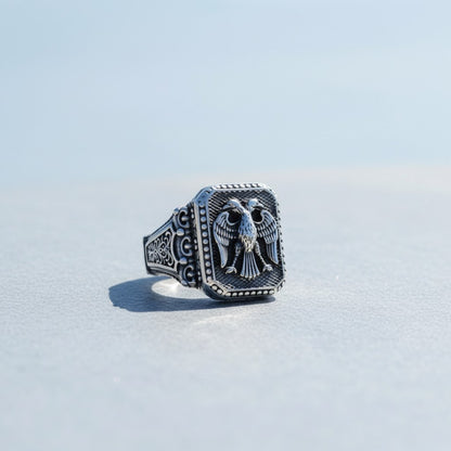 925 Sterling Silver Seljuk Eagle Men's Ring